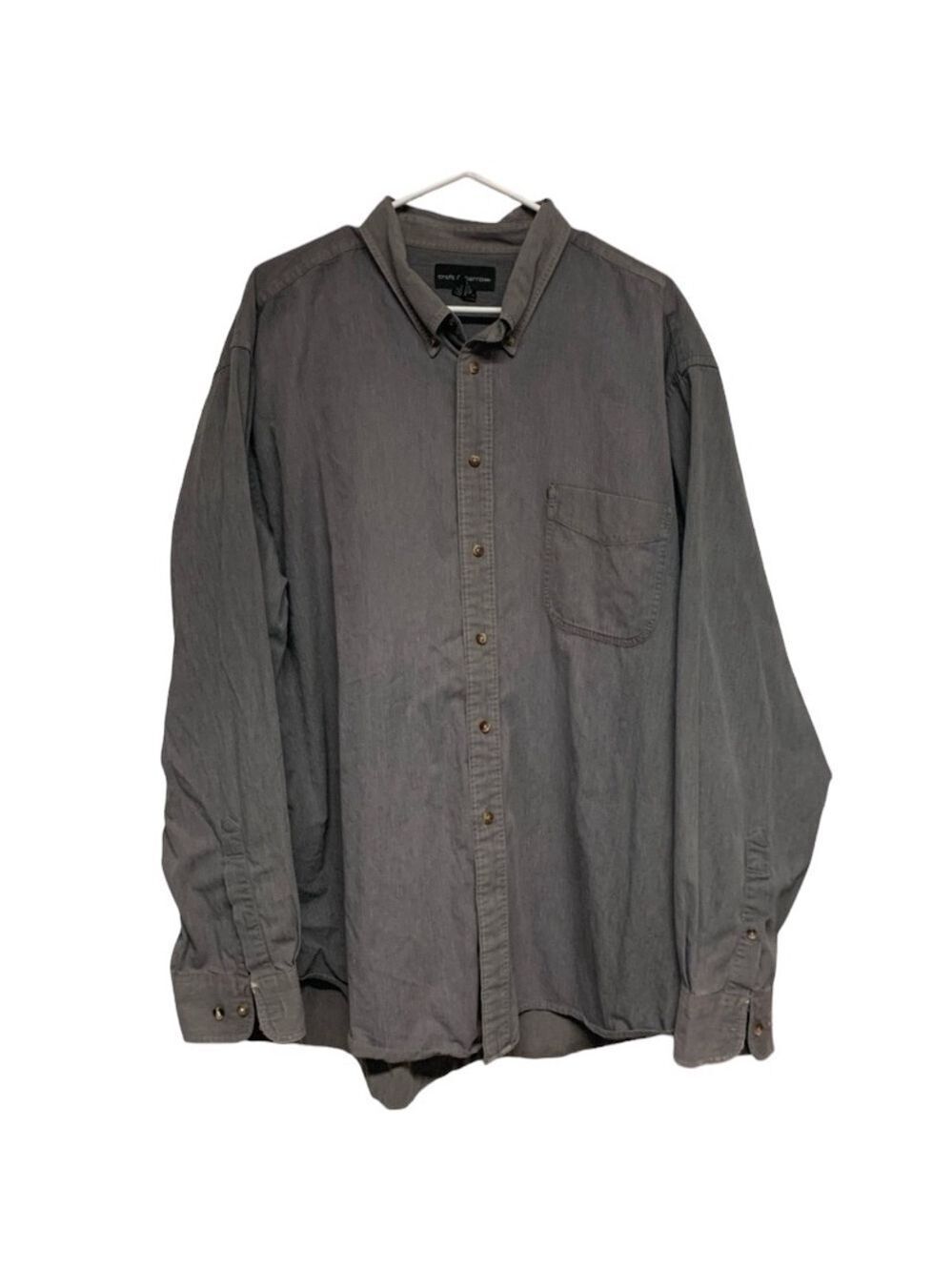 Croft & Barrow button down shirt long sleeve soft grey gray mens size XXL 2XL